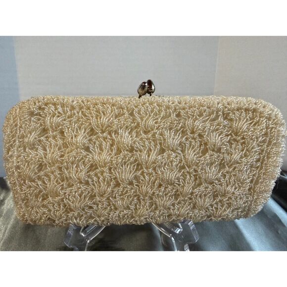 Vintage 1950s Beaded Clutch Purse Japan by Metal Montréal Evening Bag - Picture 2 of 8